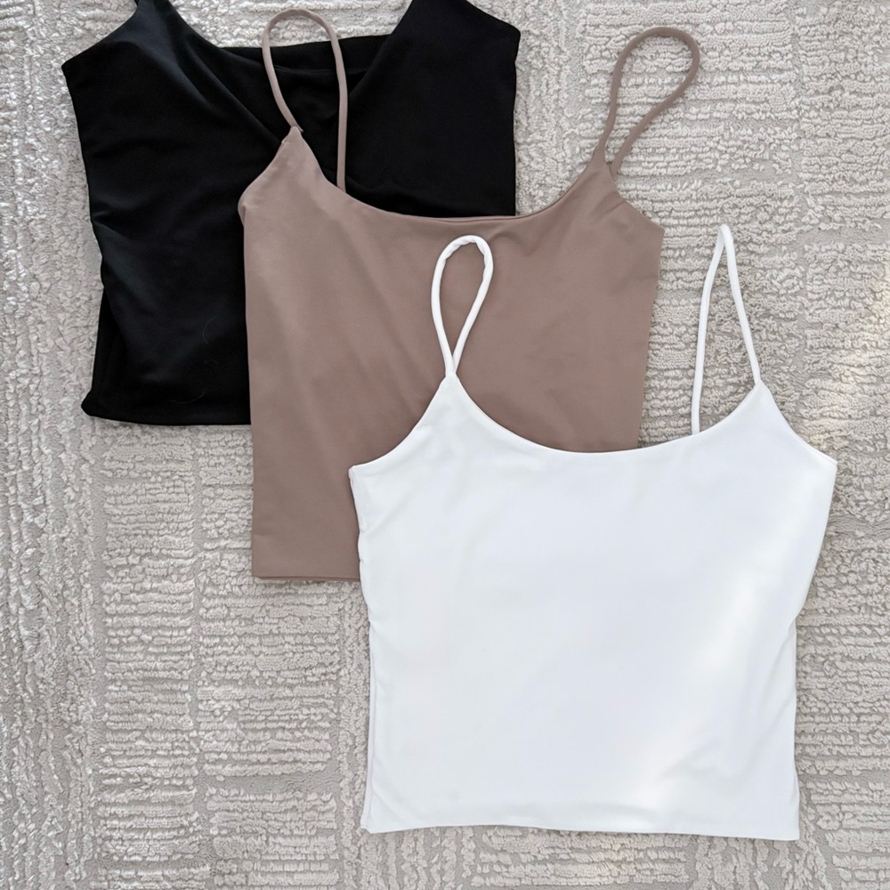 Elegant Women's Camisole Set in Black, Tan, and White